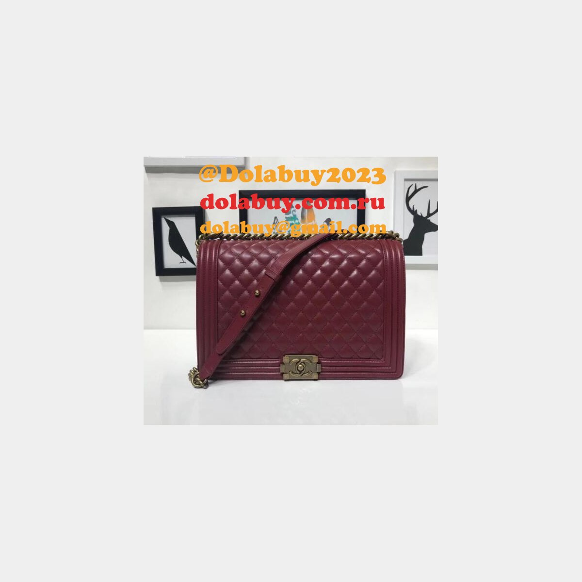 High Quality CC Le Boy Luxury Bags Lambskin 30cm
