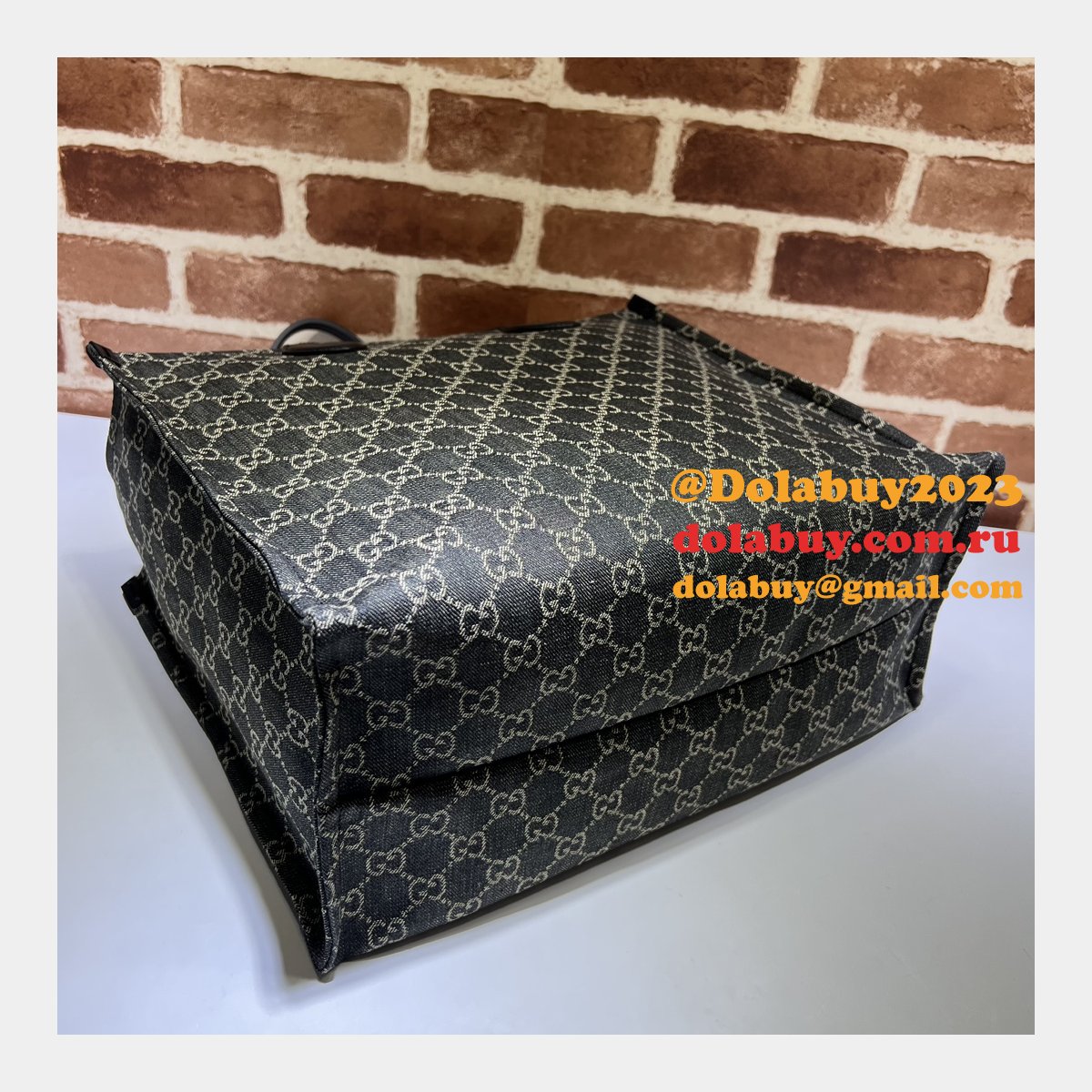 ophidia gg 772184 G*u*i designer knockoff tote black fabric bag