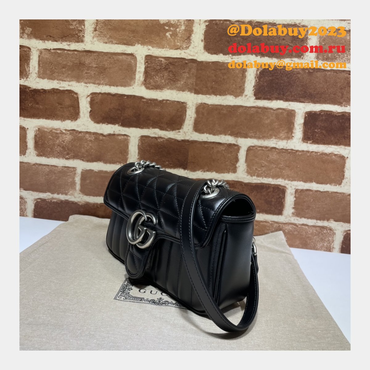 G*u*i designer copy gg marmont matelassé 446744 black bag