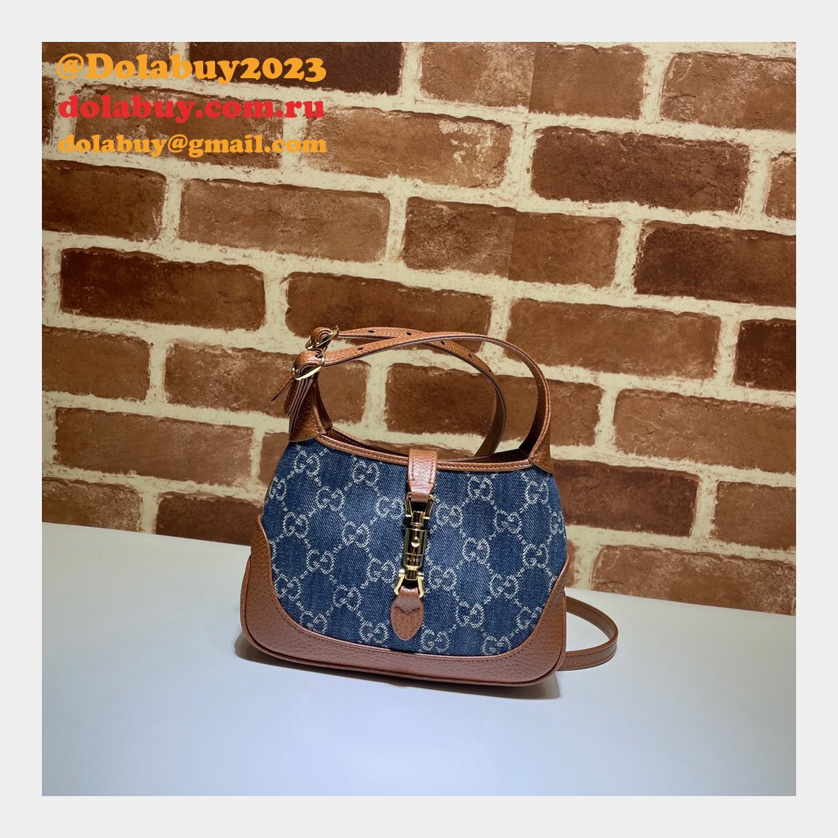 beige/ebony fake G*u*i jackie 1961 mini shoulder 637092 bag