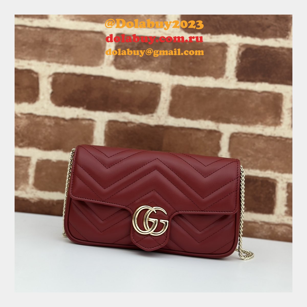 G*u*i replica gg marmont mini crossbody luxury 751526 red bag