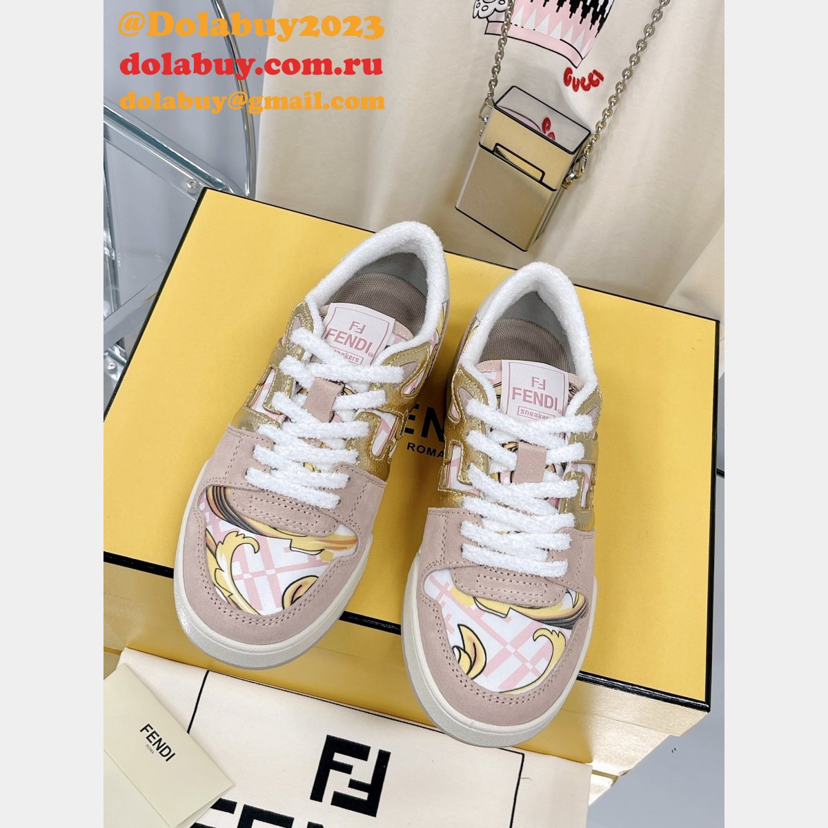 hottest replica F**di x versace match tup f logo shoes