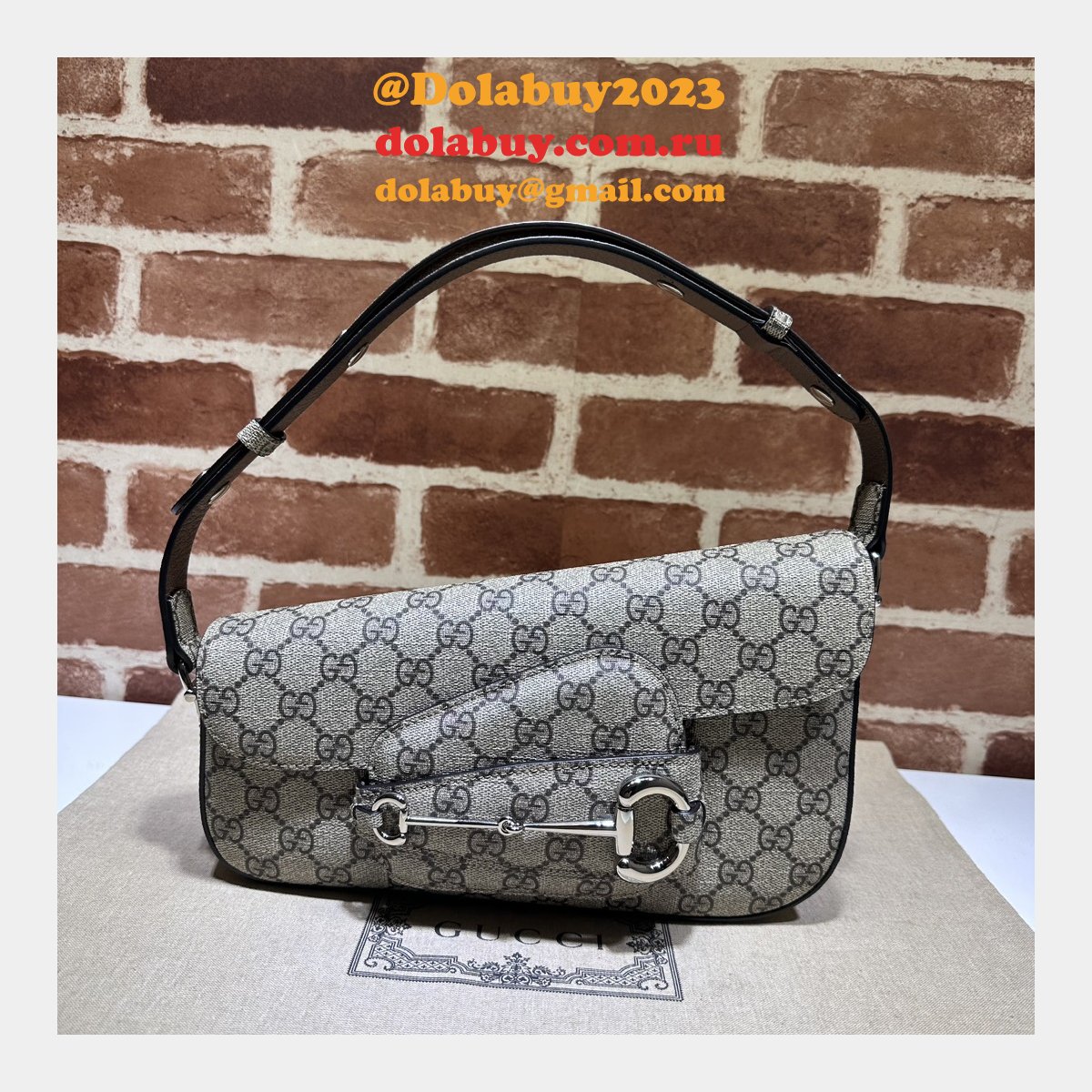 perfect G*u*i replica horsebit 764155 7 star 1955 shoulder beige bag
