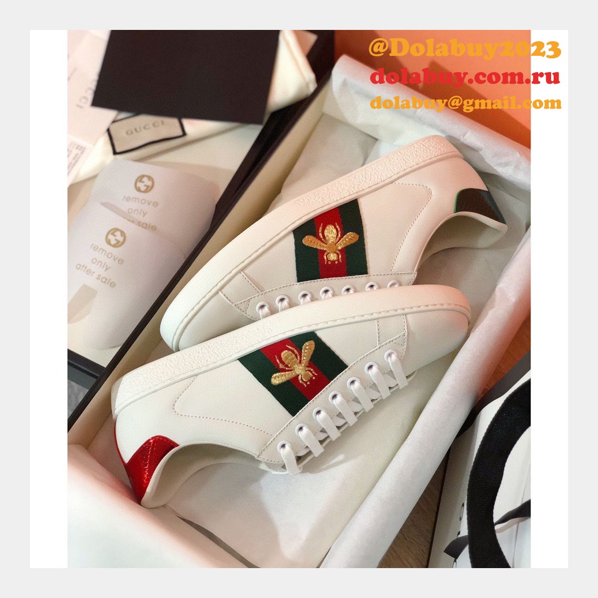 G*u*i ace sneaker with bee