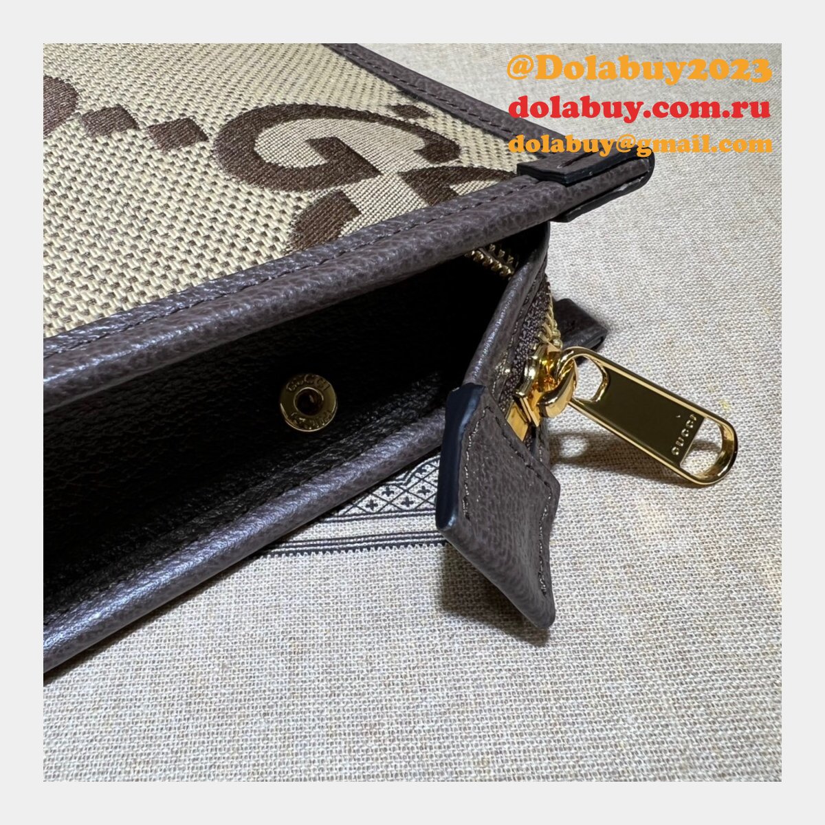G*u*i replica 699318 clutches jumbo gg pouch camel ebony gg canvas