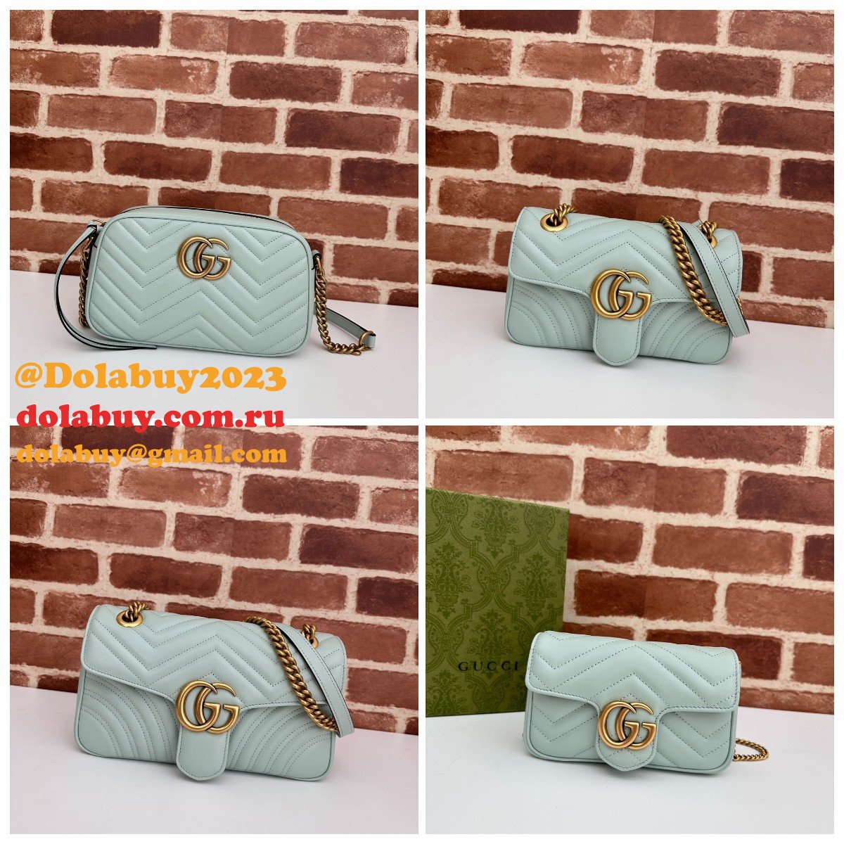 faux G*u*i matelassé shoulder gg marmont replica top bag
