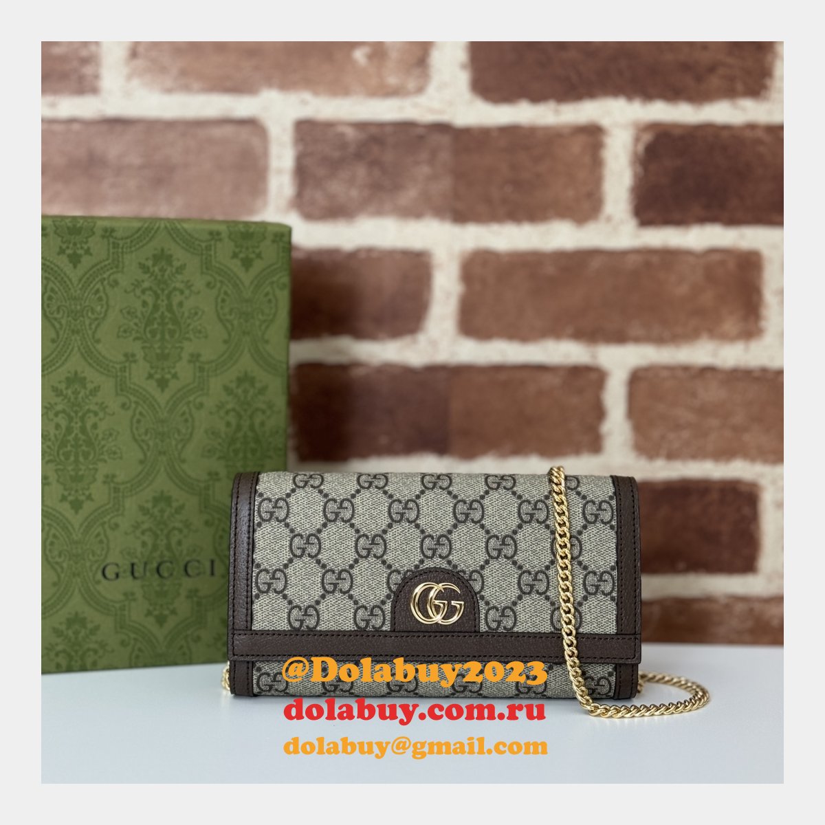 G*u*i ophidia chain 1:1 mirror inspired 772309 wallet gg canvas continental