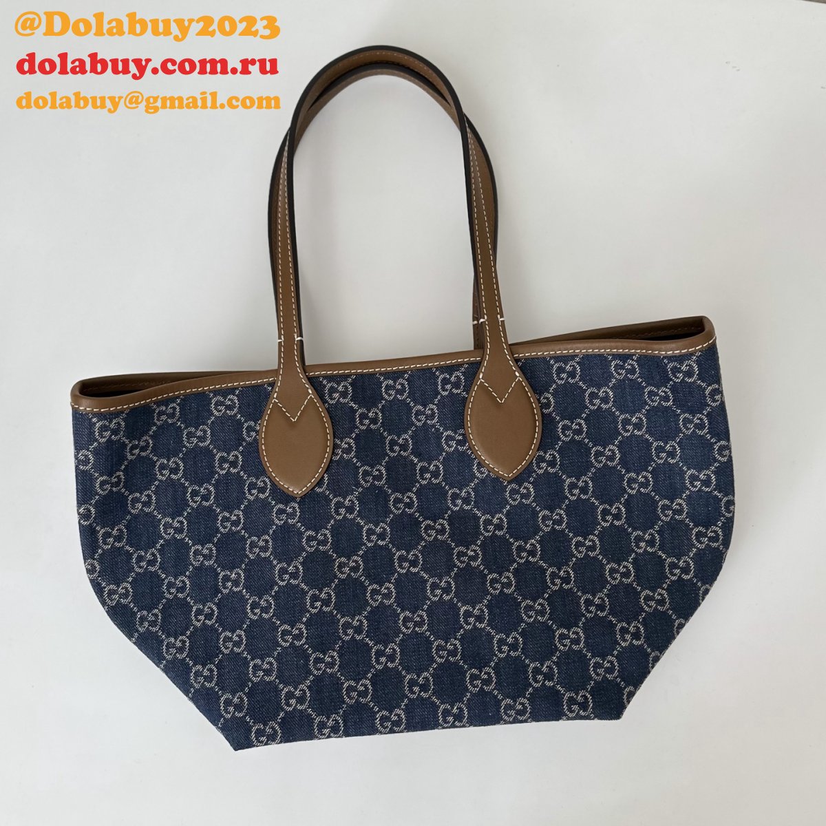 G*u*i totissima small reversible tote shoulder 820496 blue bag