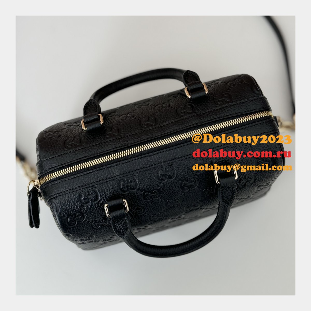 G*u*i luxury gg emblem boston top handle 815255 black knockoff bag