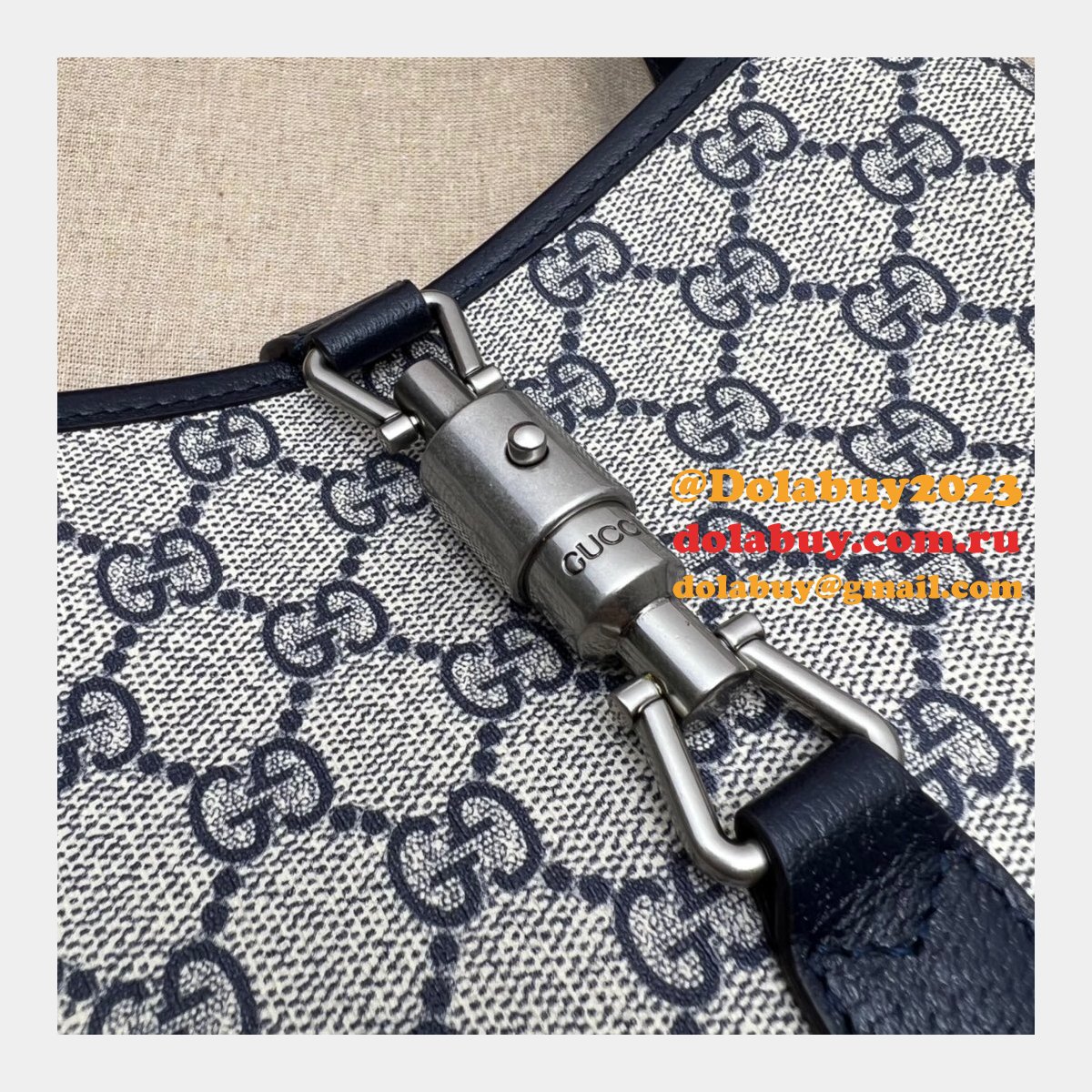 G*u*i wholesale jackie 1961 small shoulder bag ‎678843 beige and blue