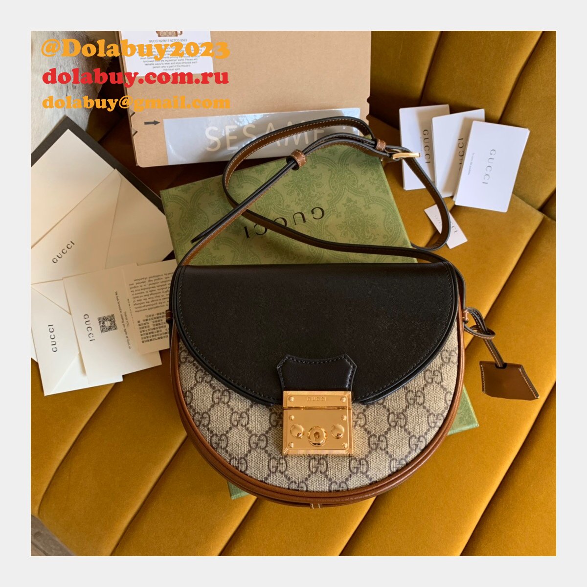 best G*u*i aaa+ padlock small shoulder bag 644524 beige & ebony gg