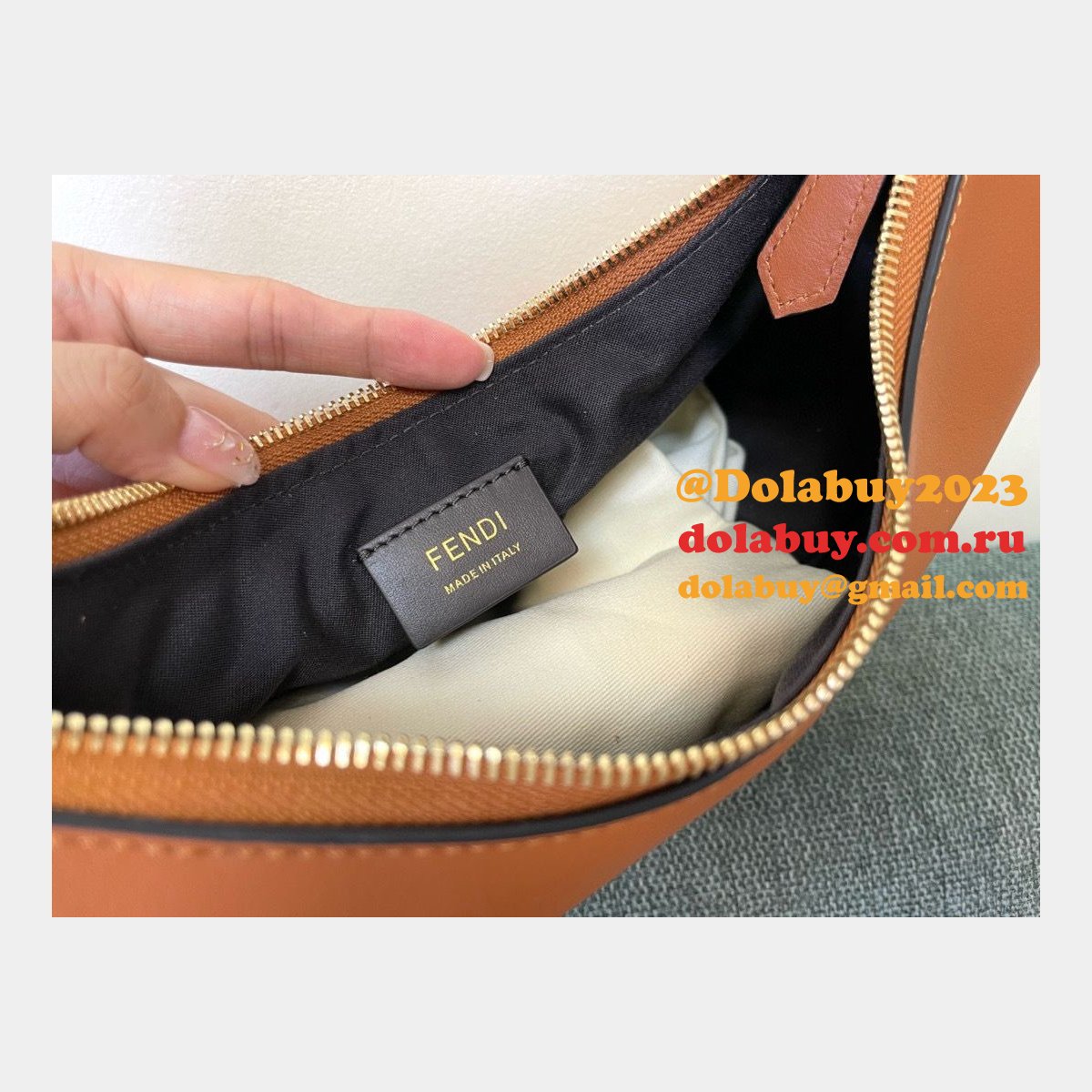 best F**di F**digraphy leather shoulder hobo bag