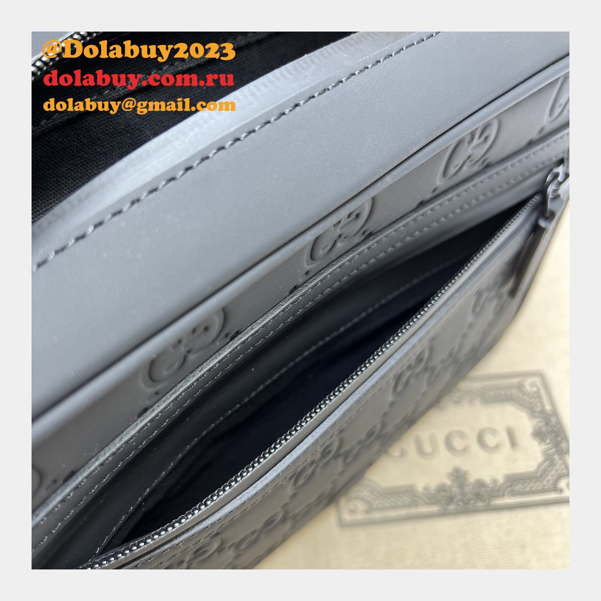 G*u*i fake gg crossbody rubber-effect 775097 black bag