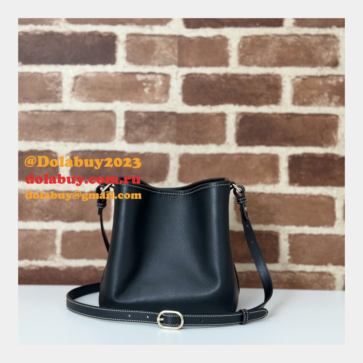 designer 815118 fake gg emblem G*u*i 1:1 mirror bucket black bag