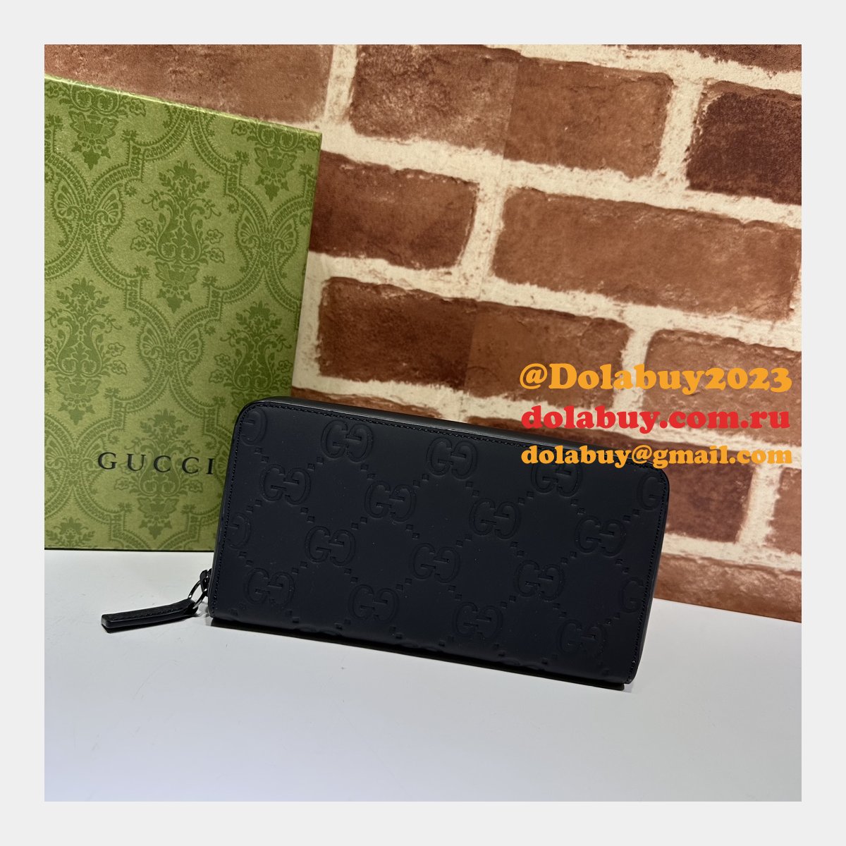 inspired gg rubber-effect zip around wallet 771421 G*u*i men luxury