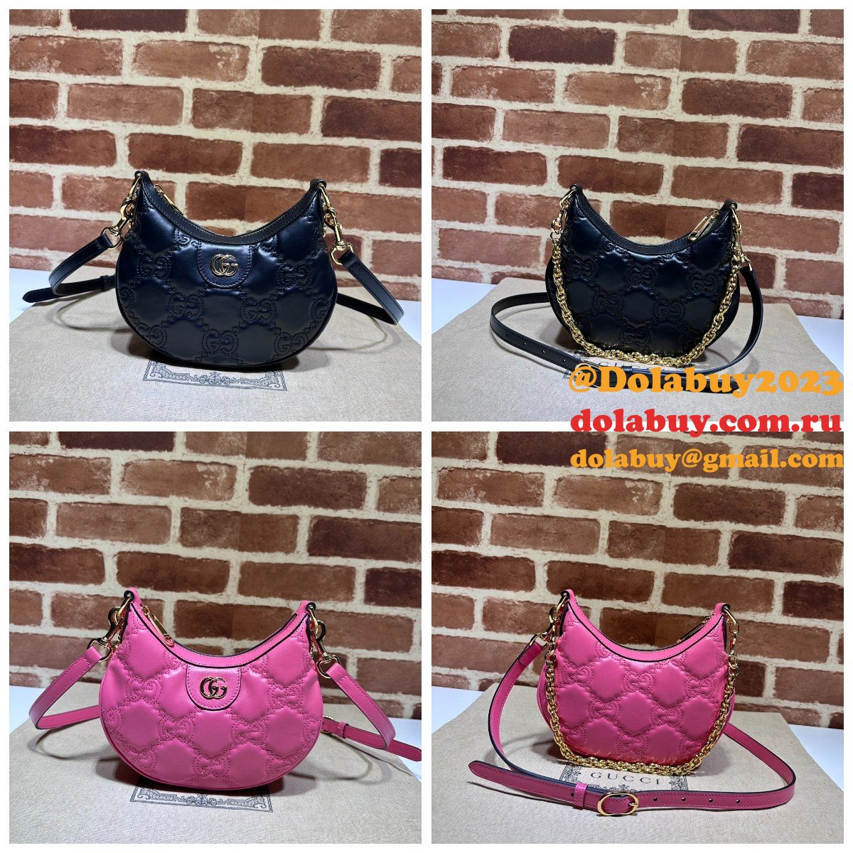 G*u*i 1:1 mirror 739736 gg matelassé designer black/pink bag