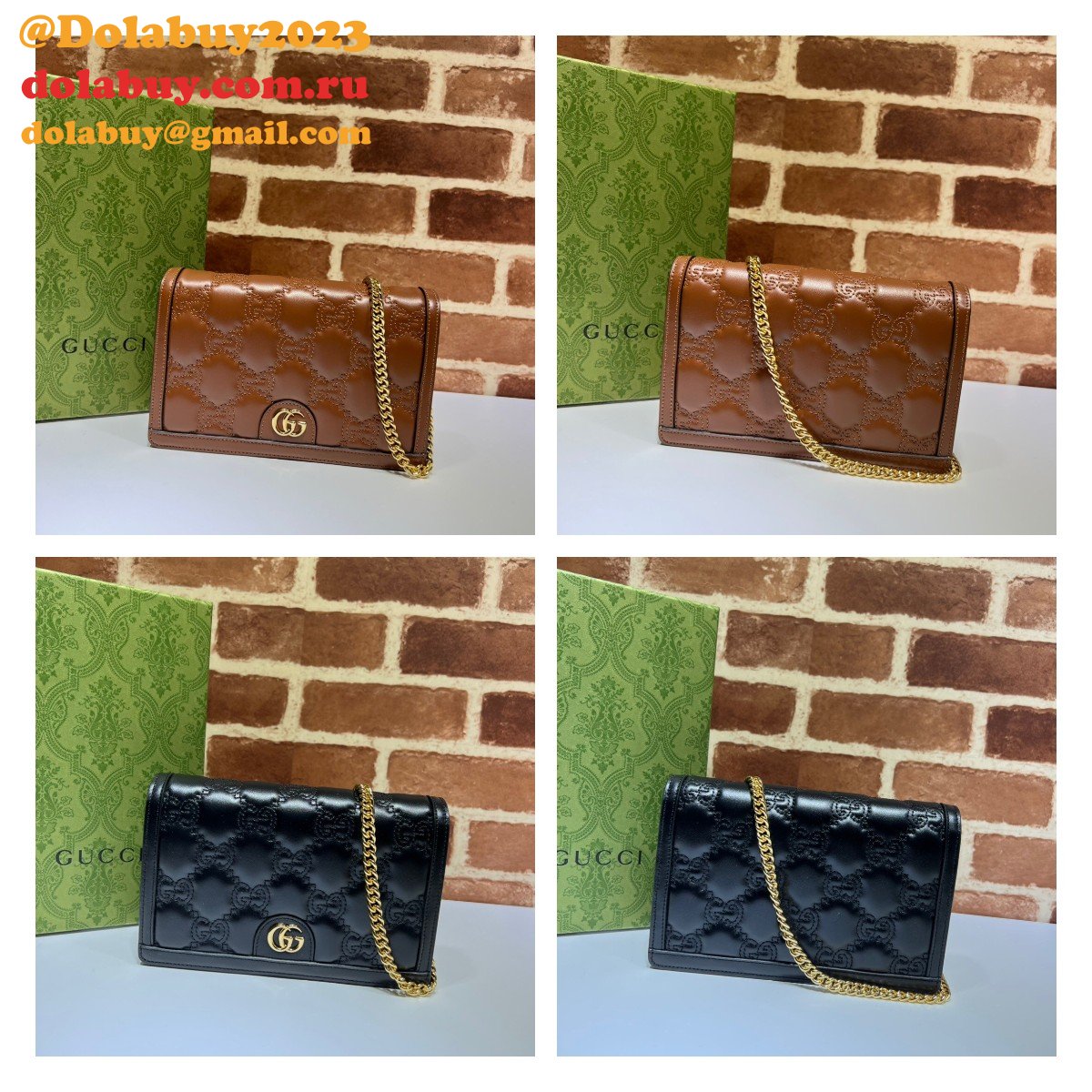 G*u*i our replica designer 723787 gg matelassé chain wallet