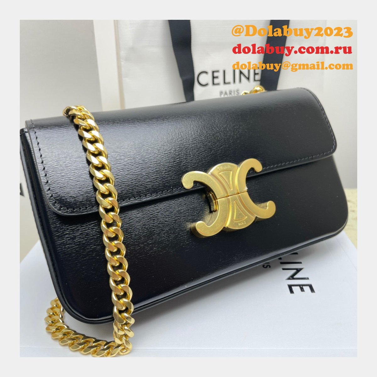 REPLICA CELINE RIOMPHE 20.5CM chain bag