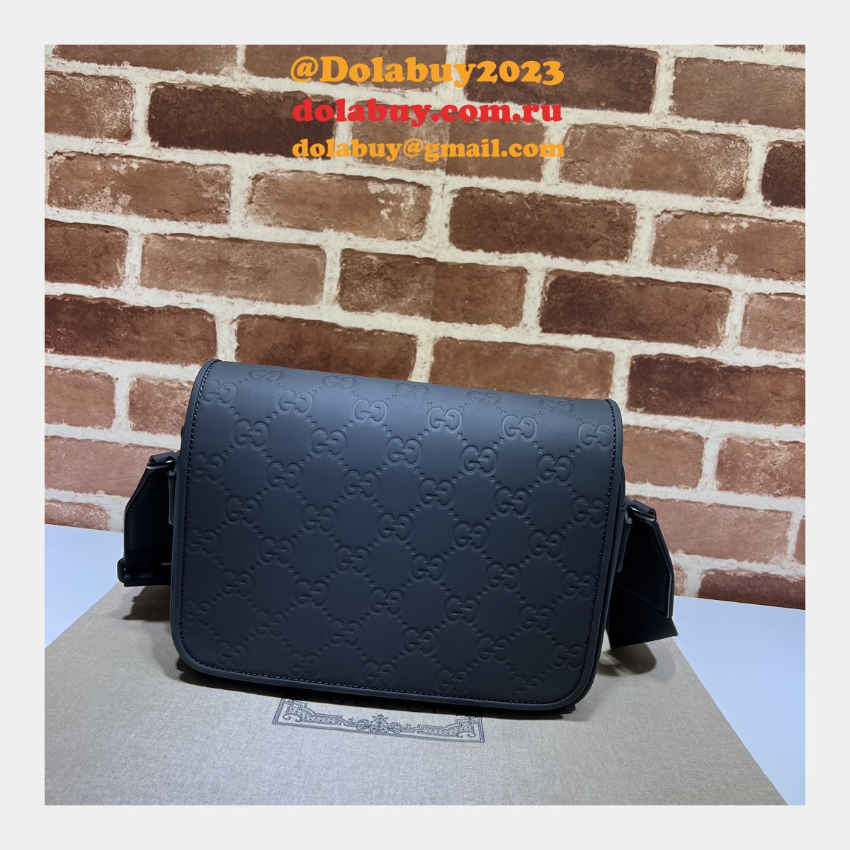 G*u*i fake gg crossbody rubber-effect 775097 black bag