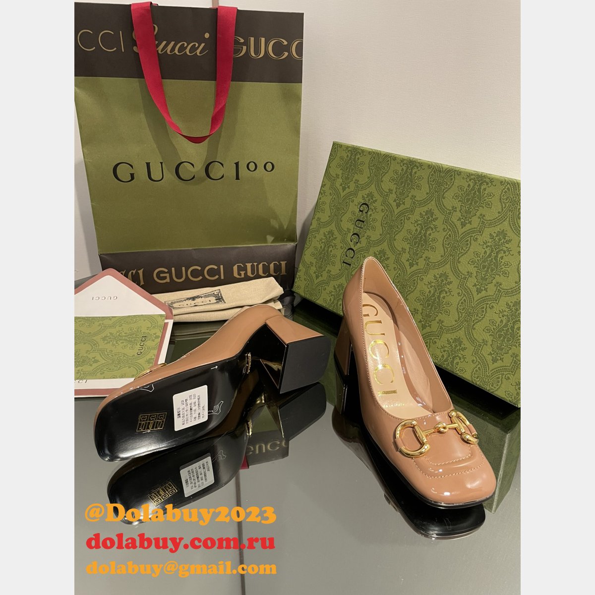 pump patent heels ballet flat horsebit replica G*u*i shoes