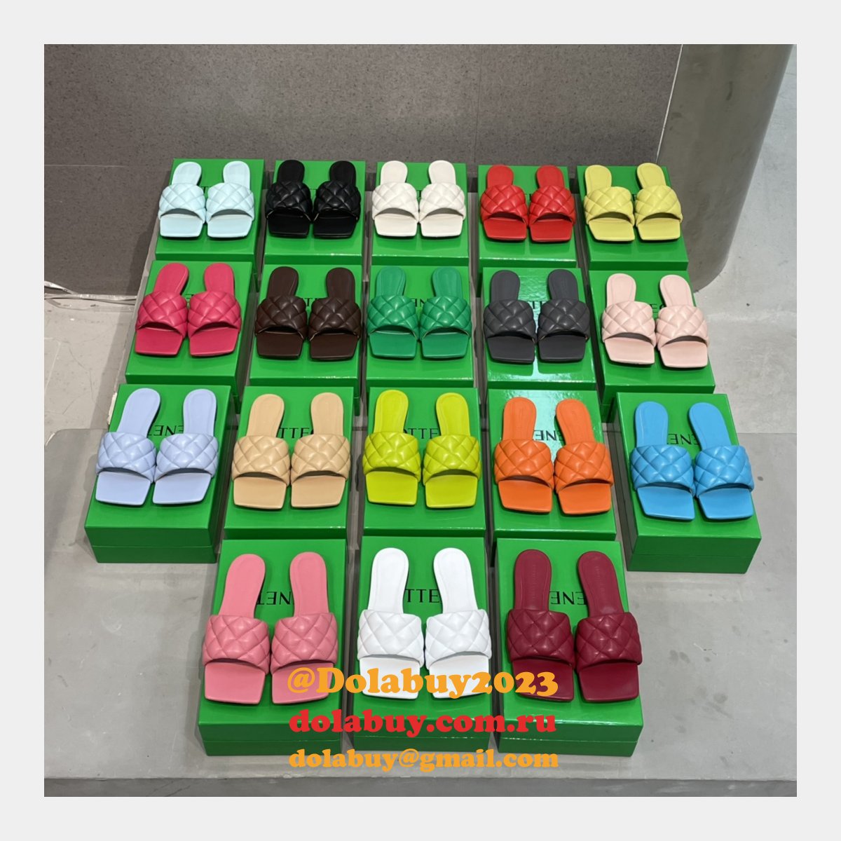 1:1 quality bottega venet fake Di*m*nd flat slippers shoes