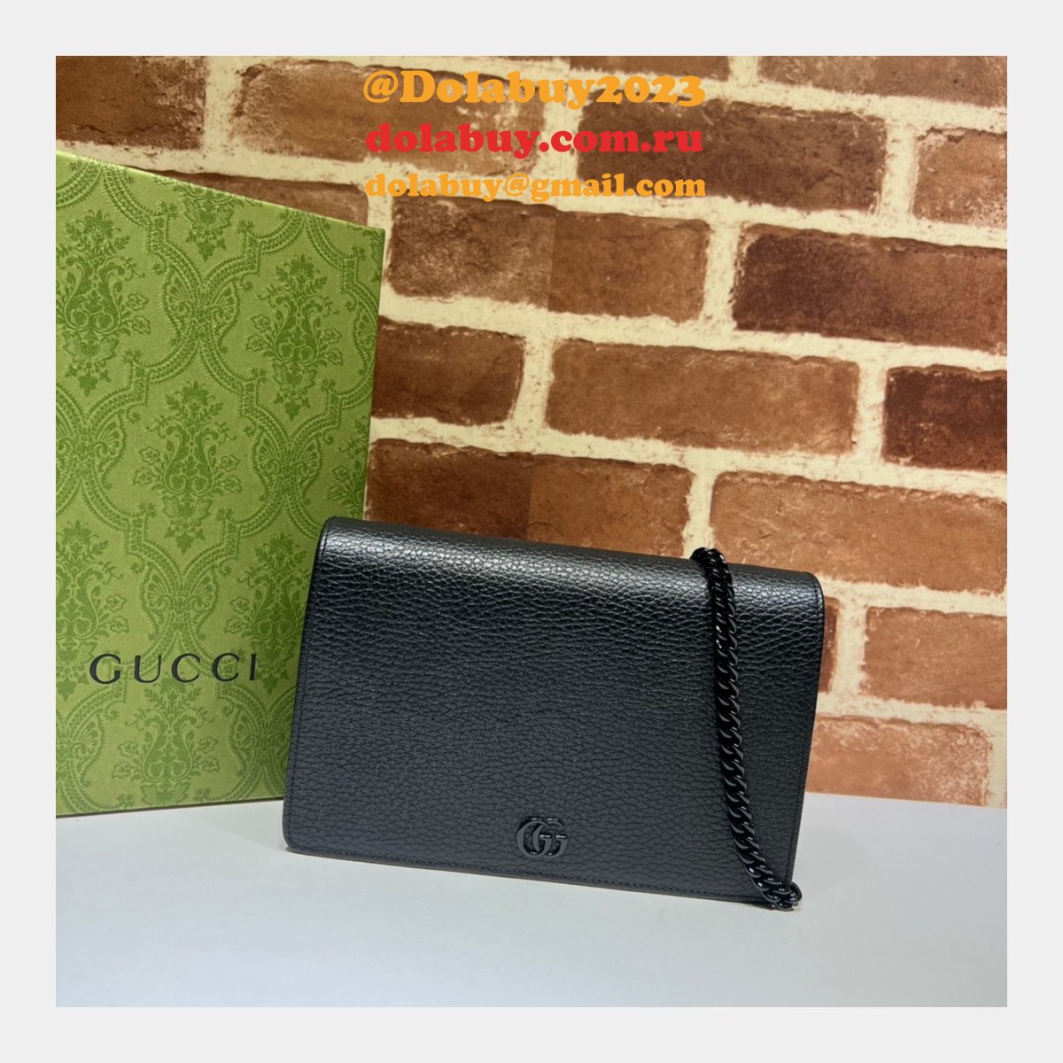 top luxury gg G*u*i replicas 497985 marmont leather mini chain wallets bag