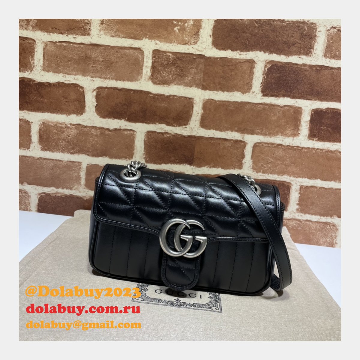 G*u*i designer copy gg marmont matelassé 446744 black bag