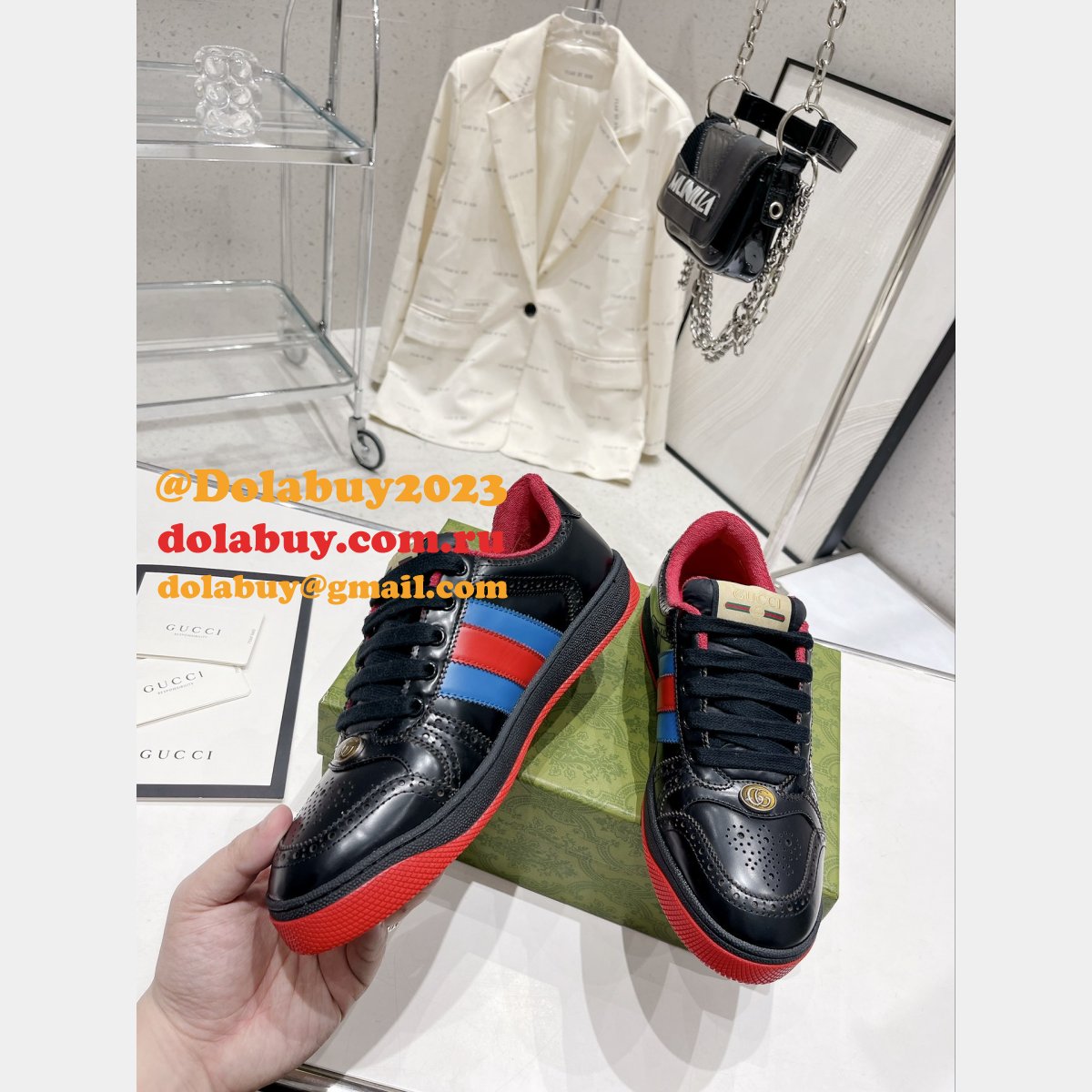 G*u*i dirty embroidery cowhide shoes replica shop