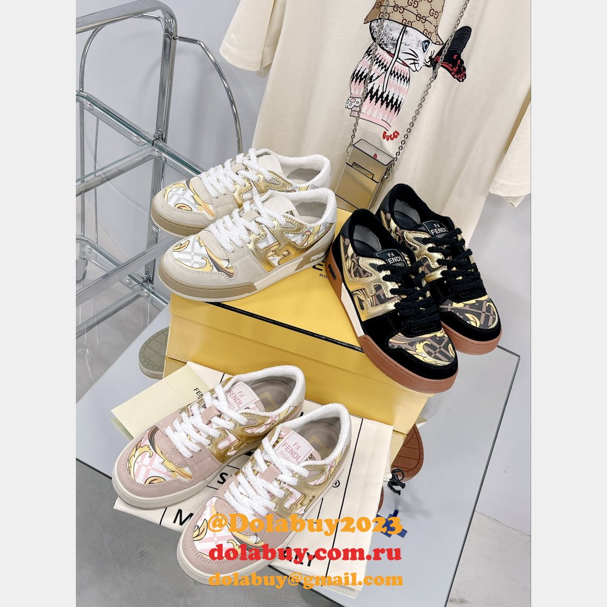 hottest replica F**di x versace match tup f logo shoes