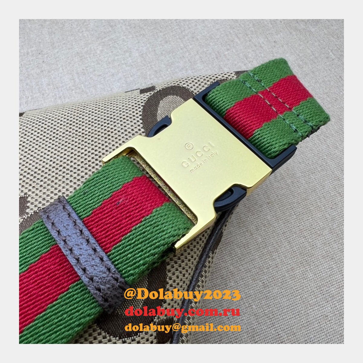 G*u*i fake 696031 jumbo gg belt bag in camel and ebony gg canvas