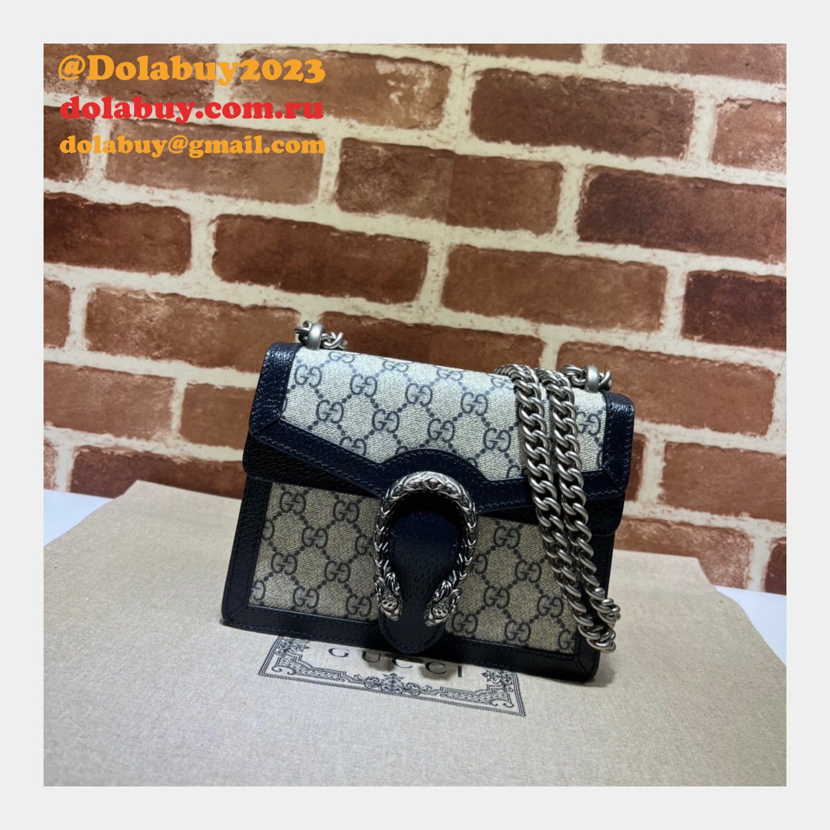 G*u*i fake 421970 gg supreme dionysus mini bag with dark blue leather for sale