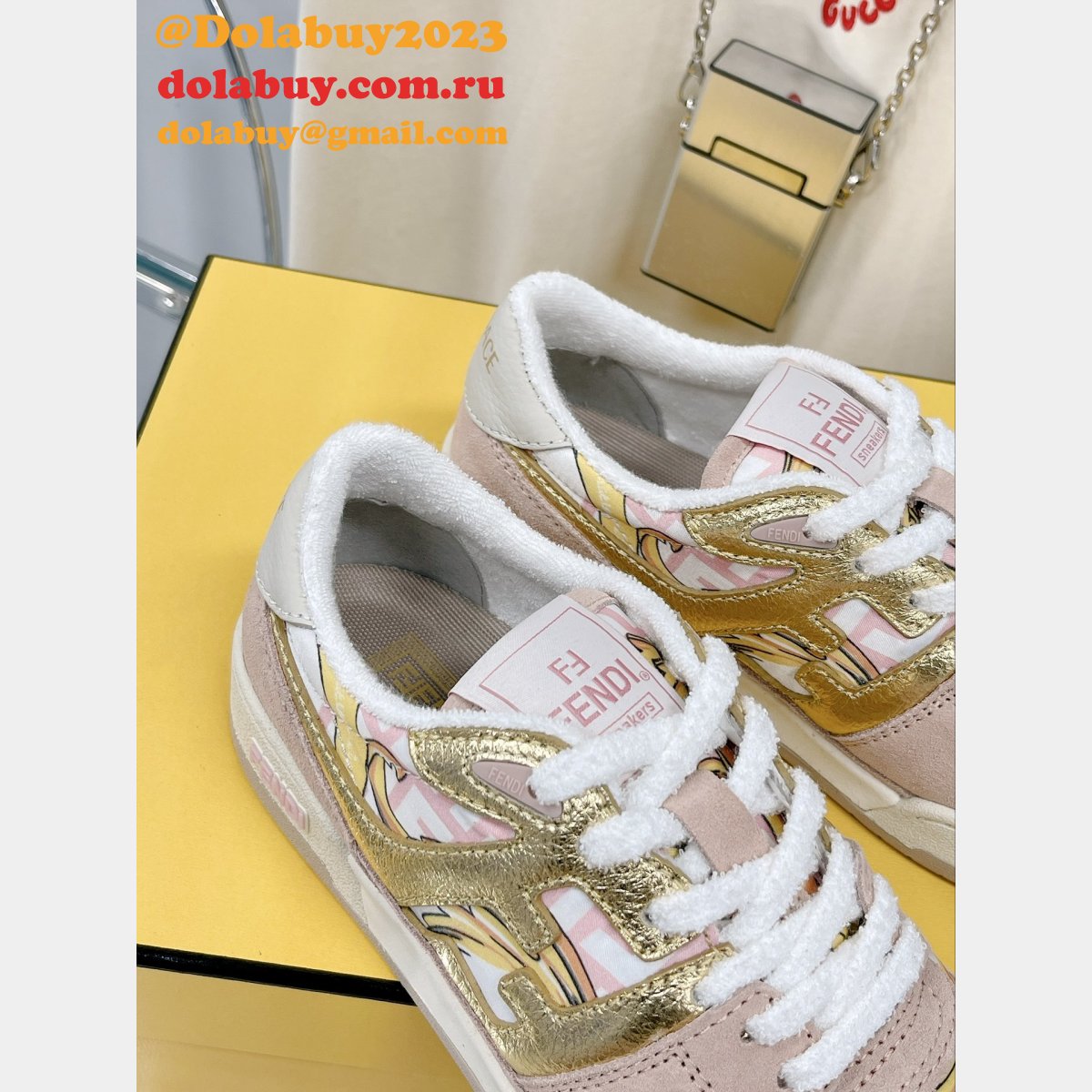 hottest replica F**di x versace match tup f logo shoes