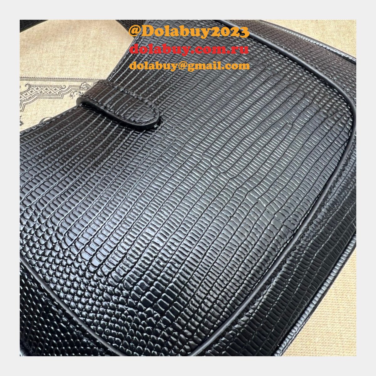 copy G*u*i designer jackie 1961 lizard 675799 black bag