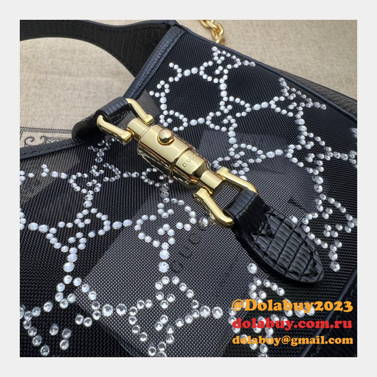 G*u*i luxury designer replica jackie 1961 crystal gg 677027 bag