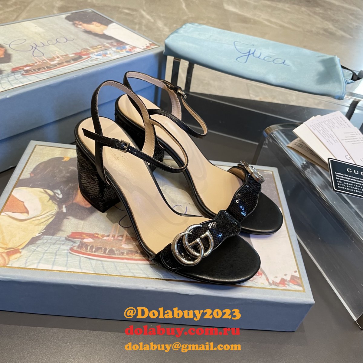 replica G*u*i wholesale classic high heel sandals shoes