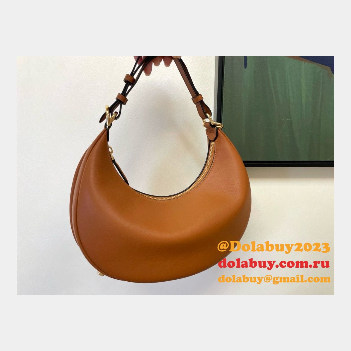 best F**di F**digraphy leather shoulder hobo bag