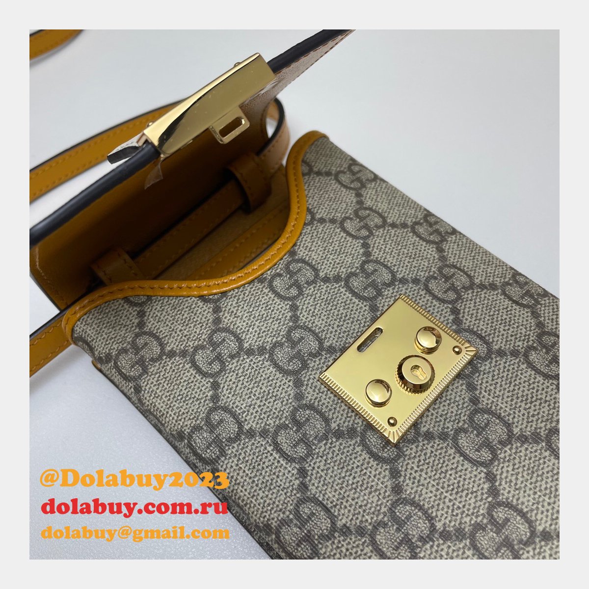 replica best G*u*i 658229 padlock mini bag in beige and ebony gg supreme