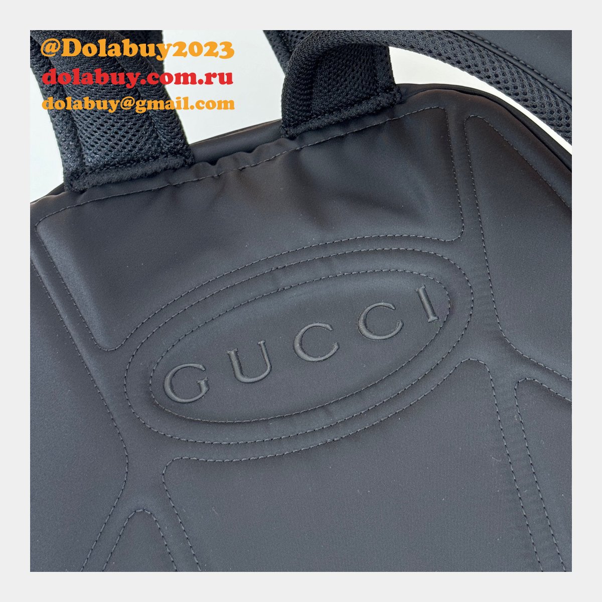 medium G*u*i backpack mens with gg logo 800265 black replica bags