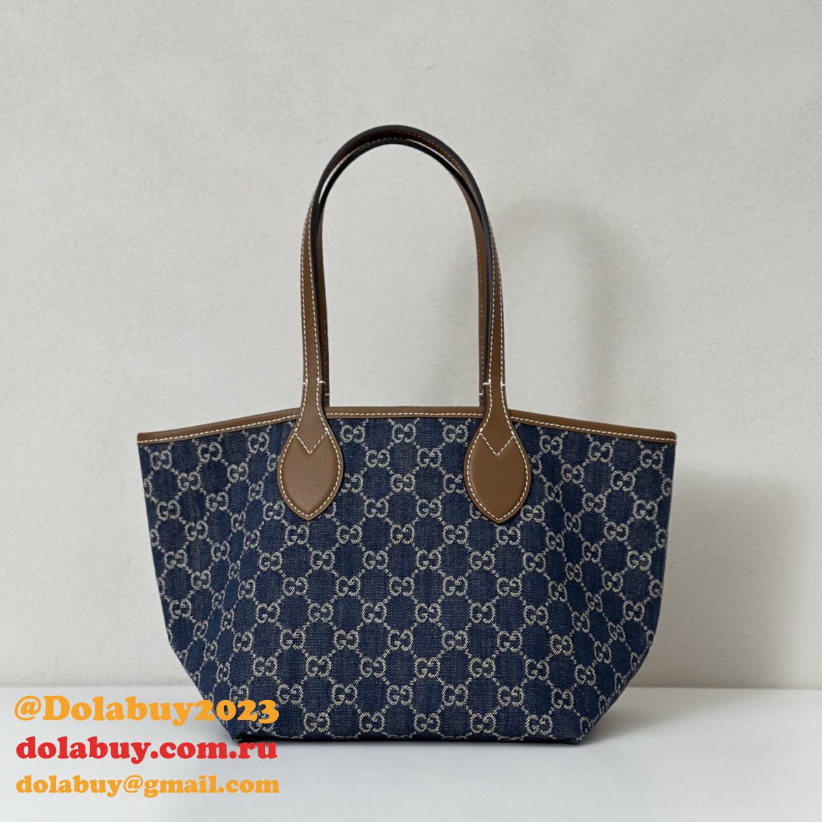 G*u*i totissima small reversible tote shoulder 820496 blue bag