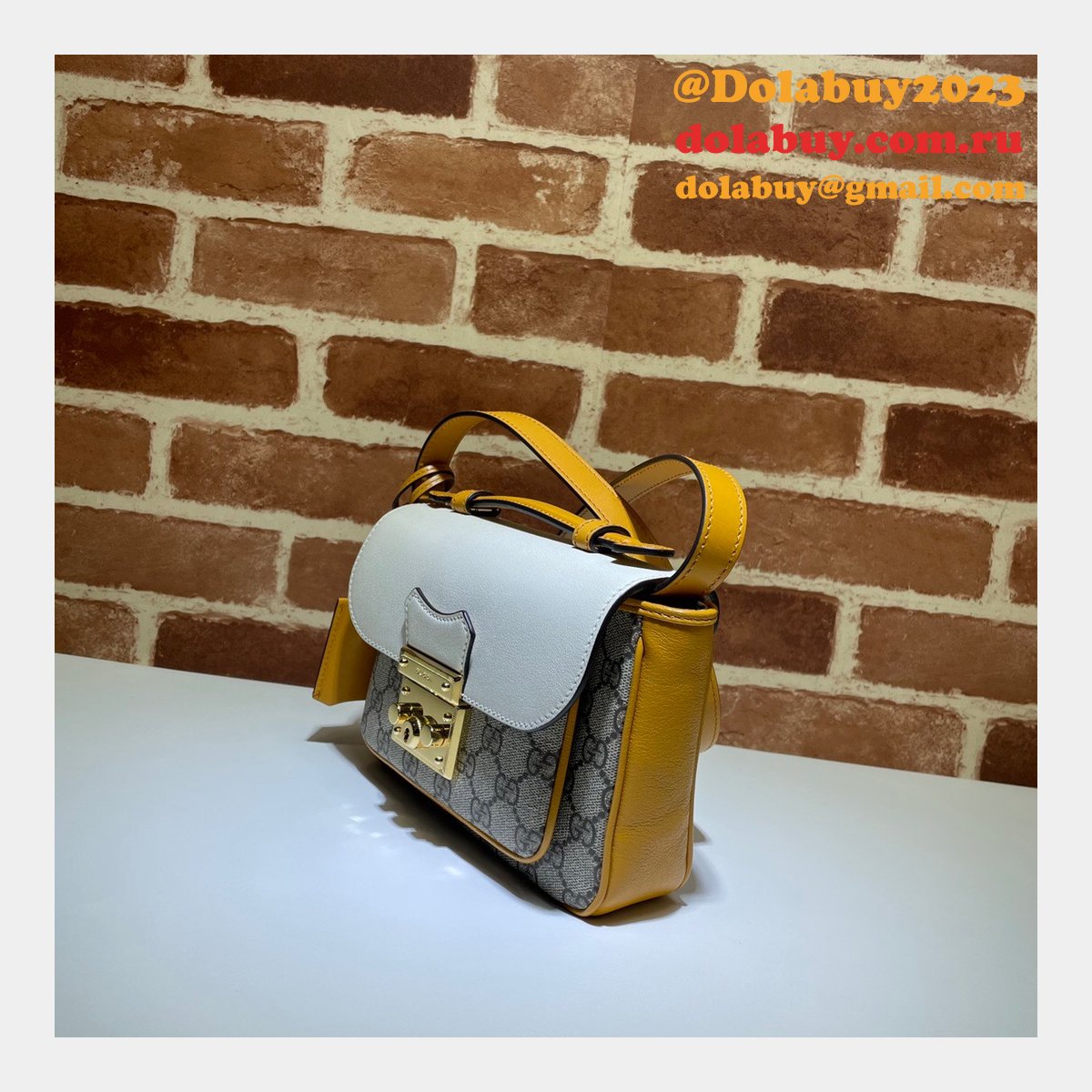 high quality G*u*i replica 658487 padlock mini bag in gg supreme canvas