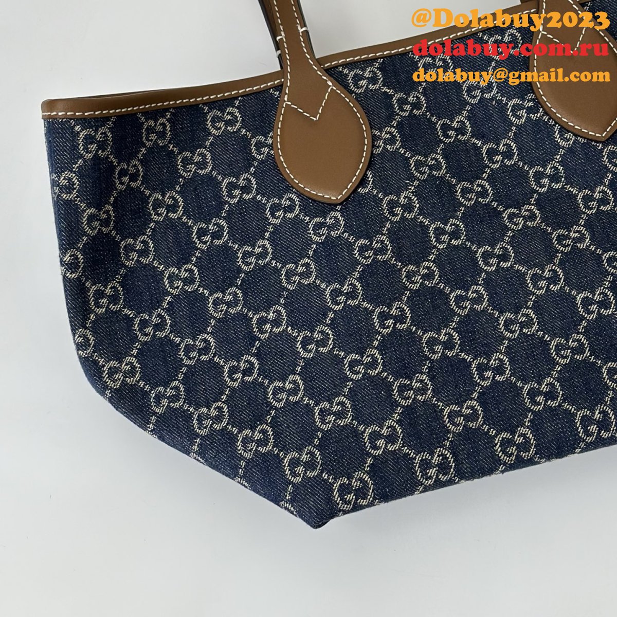 G*u*i totissima small reversible tote shoulder 820496 blue bag