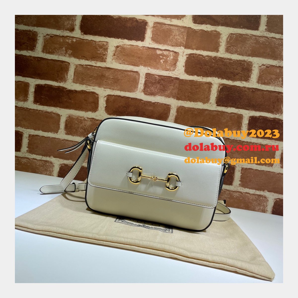 G*u*i horsebit 1955 small shoulder 645454 black army green white bag