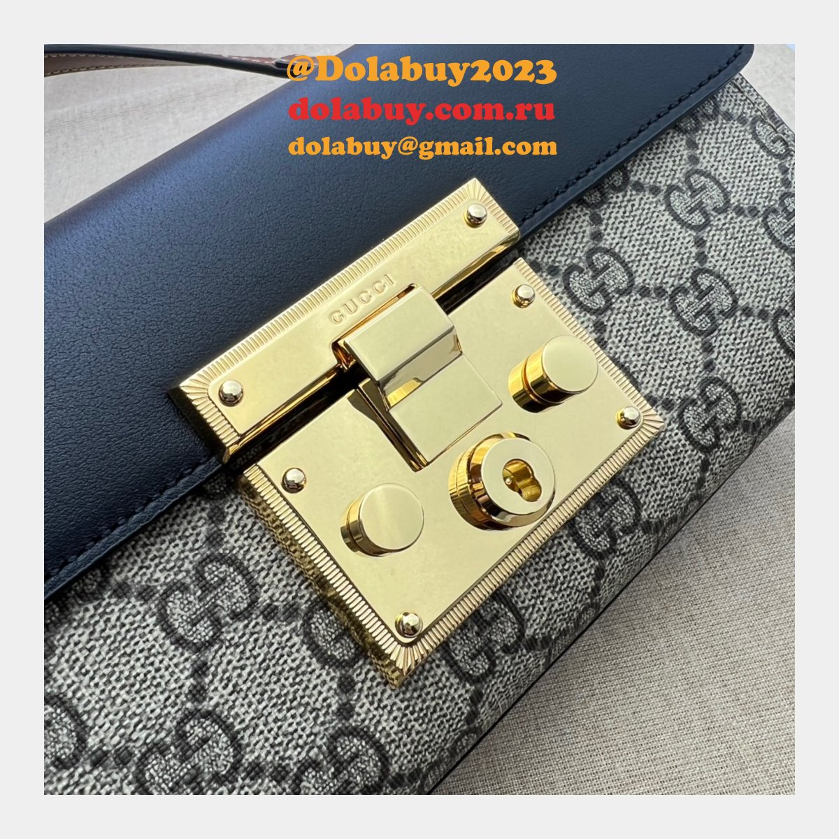 quality G*u*i replica padlock chain 735103 shoulder bag