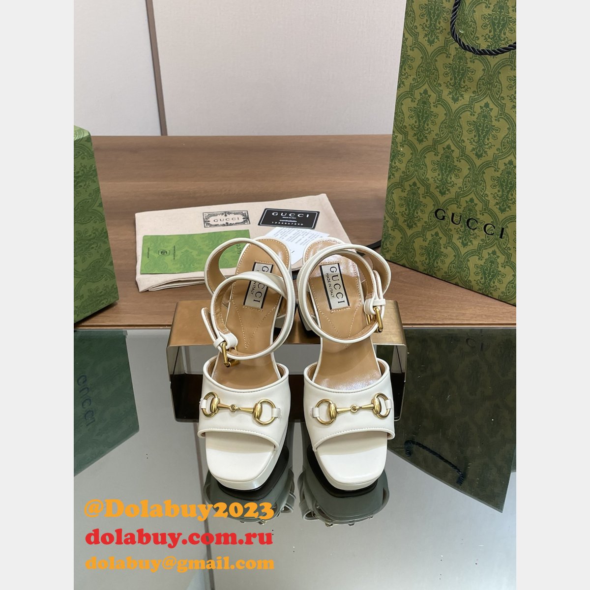 duplicate G*u*i lady horsebit-detailed leather sandals