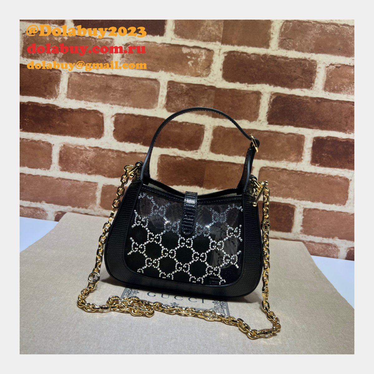 G*u*i luxury designer replica jackie 1961 crystal gg 677027 bag