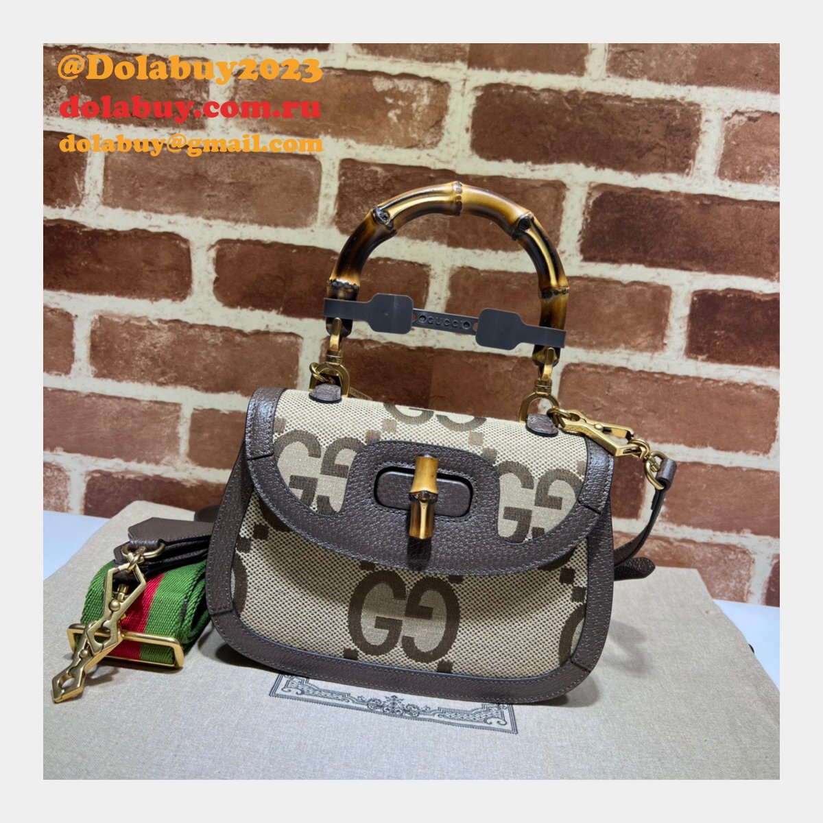 buy G*u*i knockoffs small 675797 jumbo gg bag with bamboo
