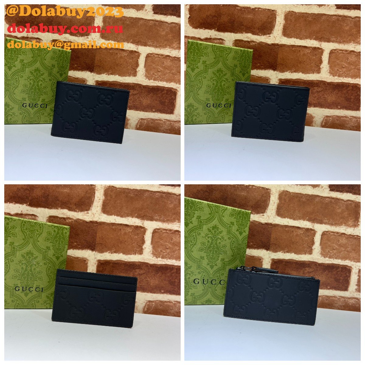 gg replcia G*u*i 771314/771315/780403 rubber-effect zip card case wallet