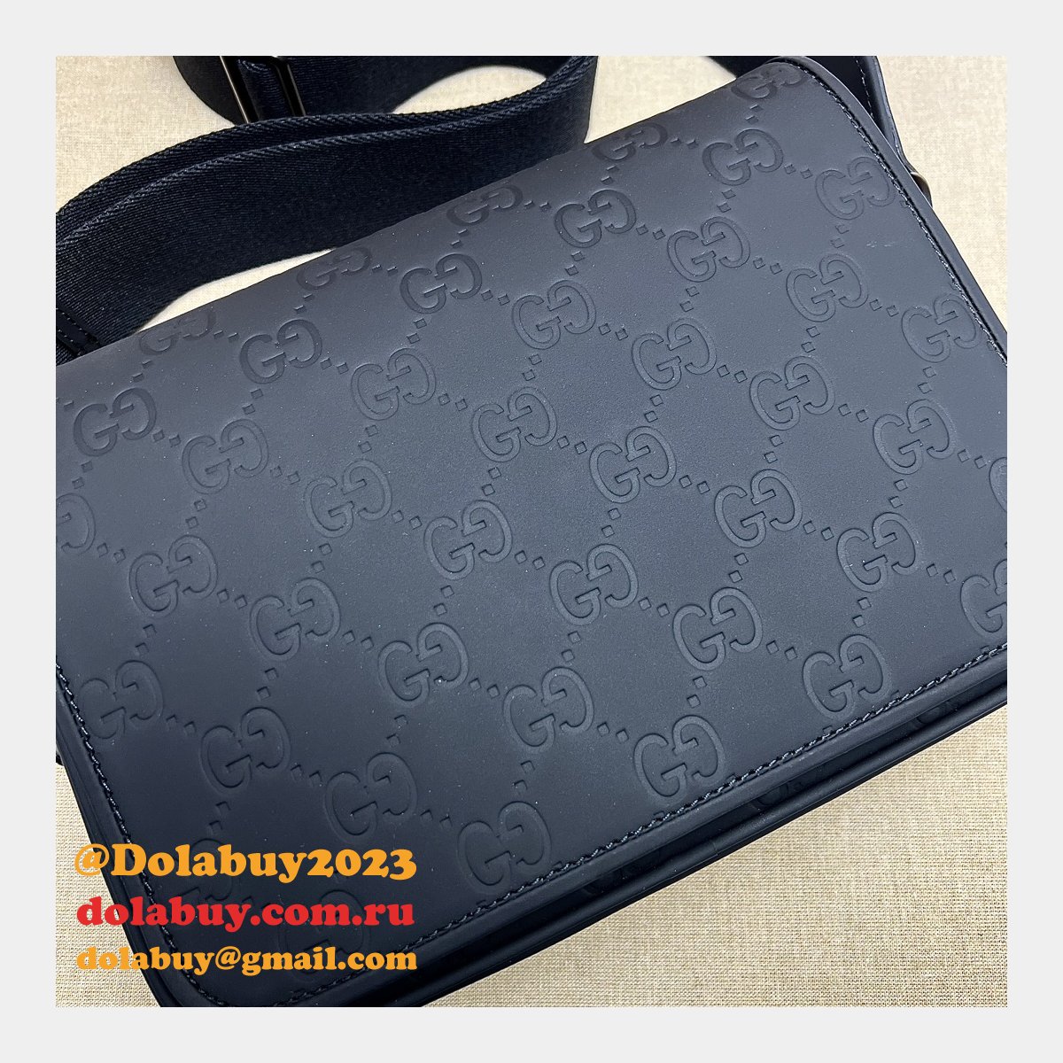 G*u*i fake gg crossbody rubber-effect 775097 black bag