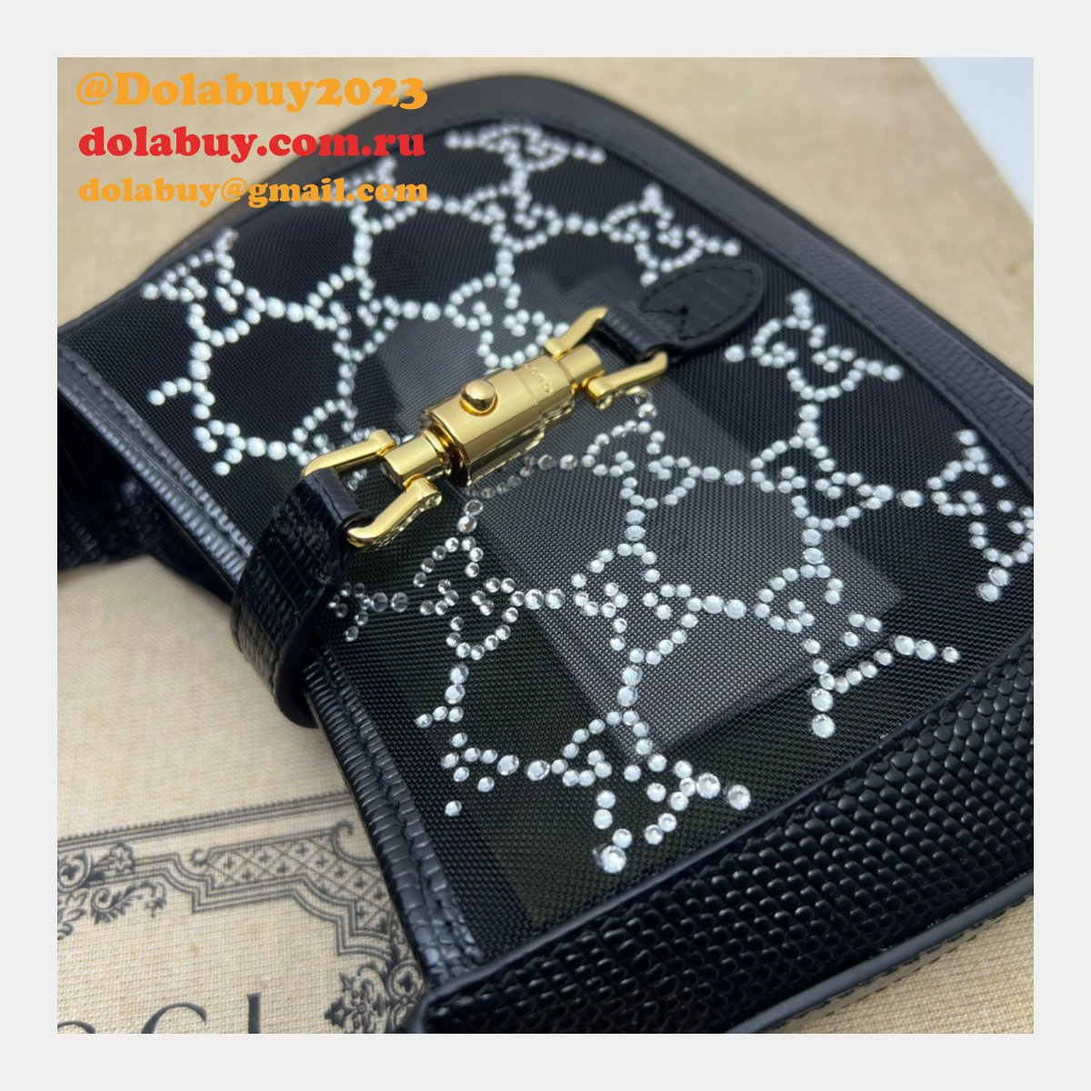 G*u*i luxury designer replica jackie 1961 crystal gg 677027 bag