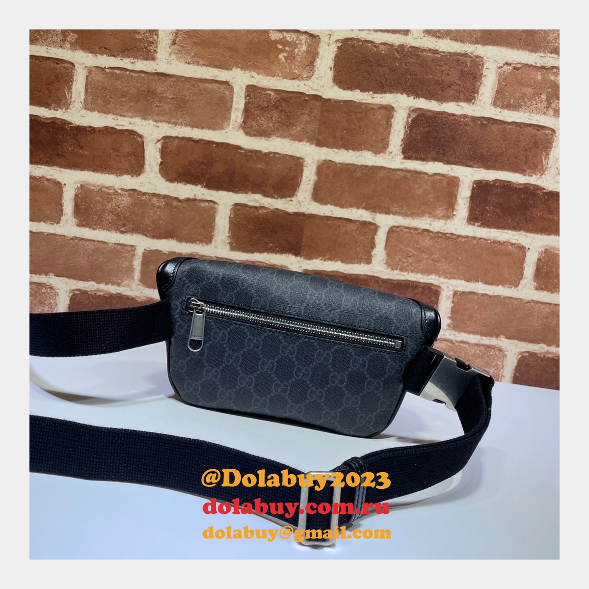 top quality G*u*i belt bag with interlocking g 682933 black gg supreme